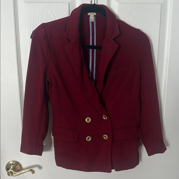 J Crew burgundy Blazer Tailored Suit Jacket with gold button size small - Picture 1 of 4